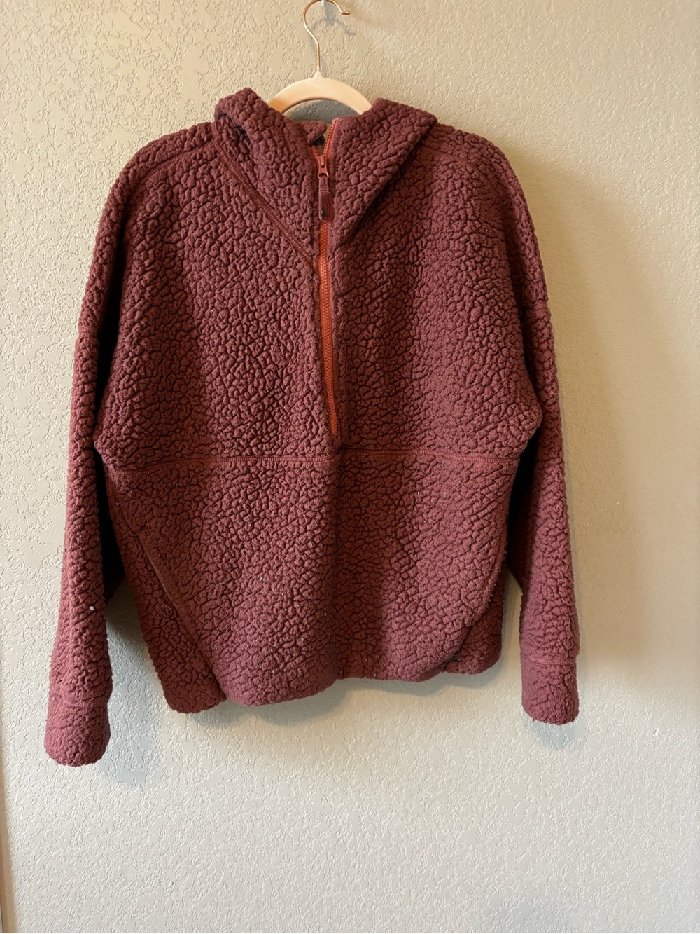 Prana Men's Zip-Up Sherpa Pullover - Burgundy